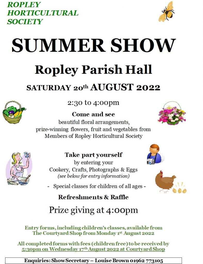 Summer Show - Ropley Horticultural Society @ Parish Hall